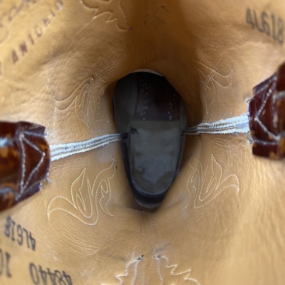 Vtg Lucchese Mens 10B Brown Ranch Hand Cowboy Boots - Picture 11 of 12